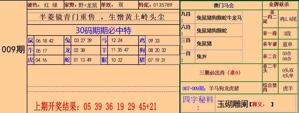 009期30码中特[图]