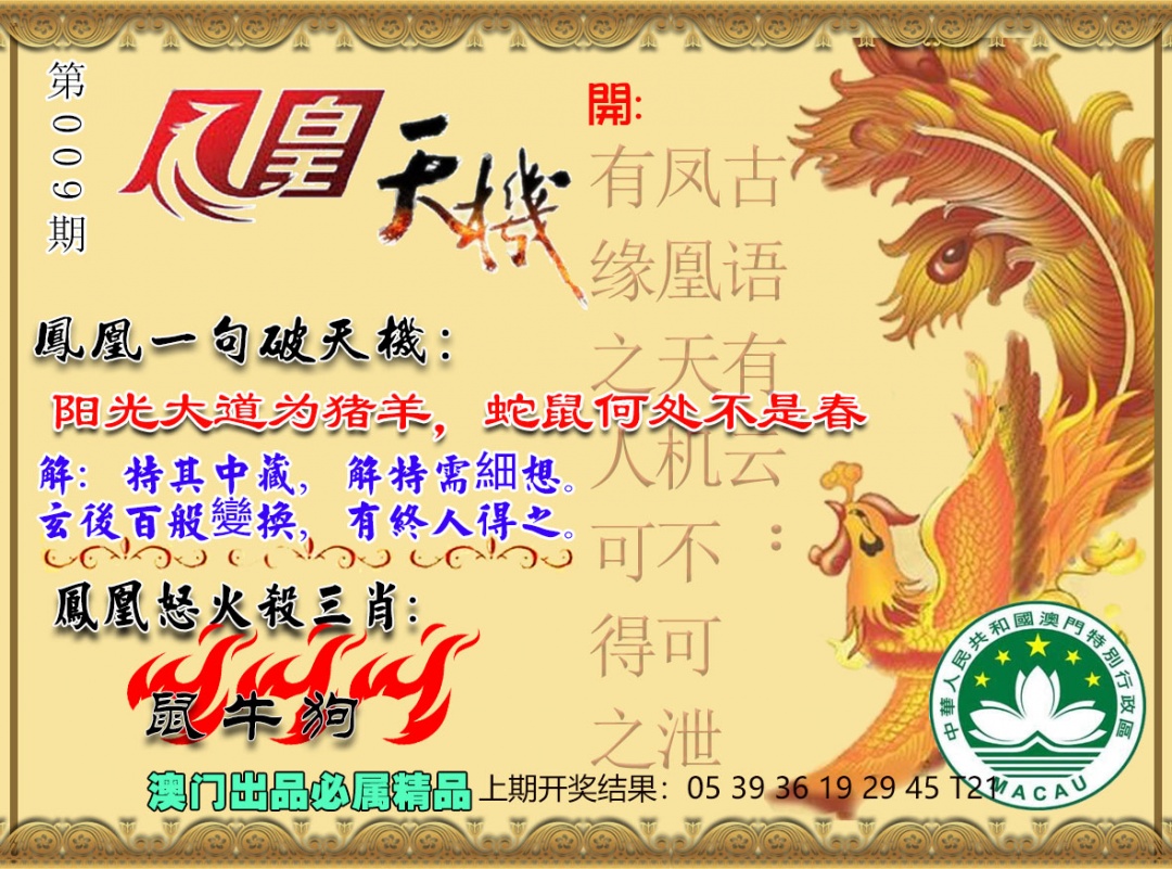 009期凤凰天机图[图]