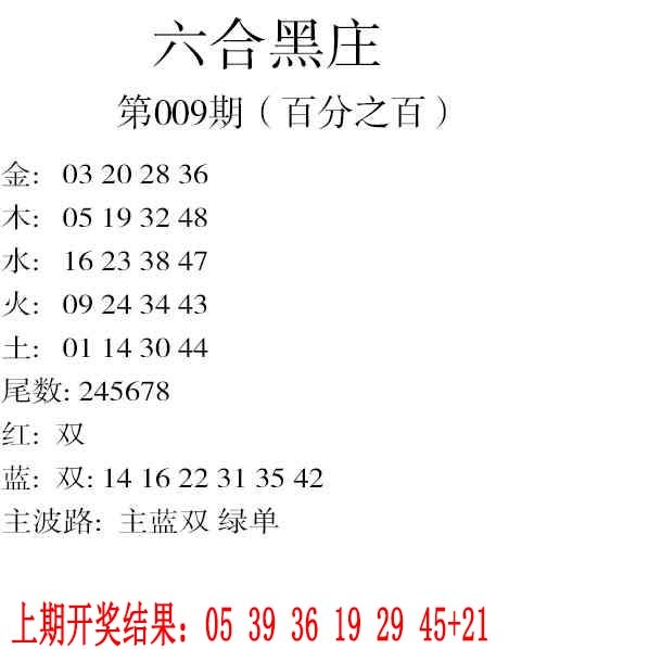 009期六合黑庄[图]