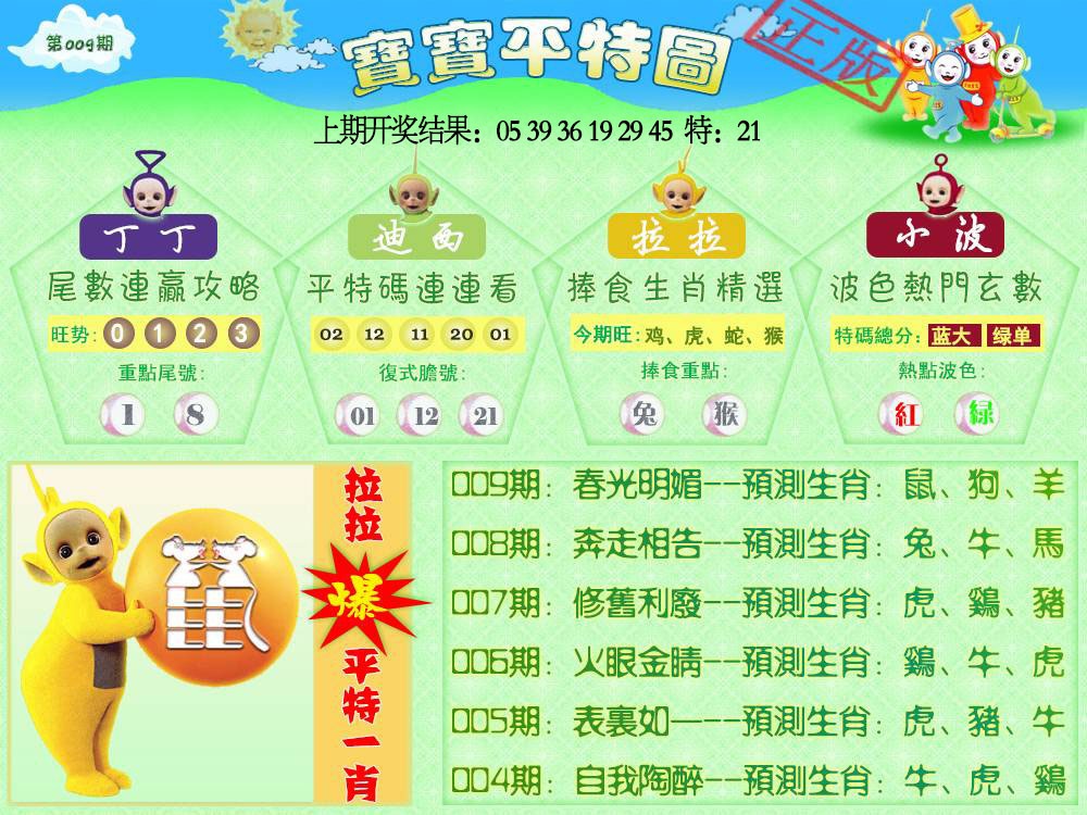 009期天线宝宝平特图[图]