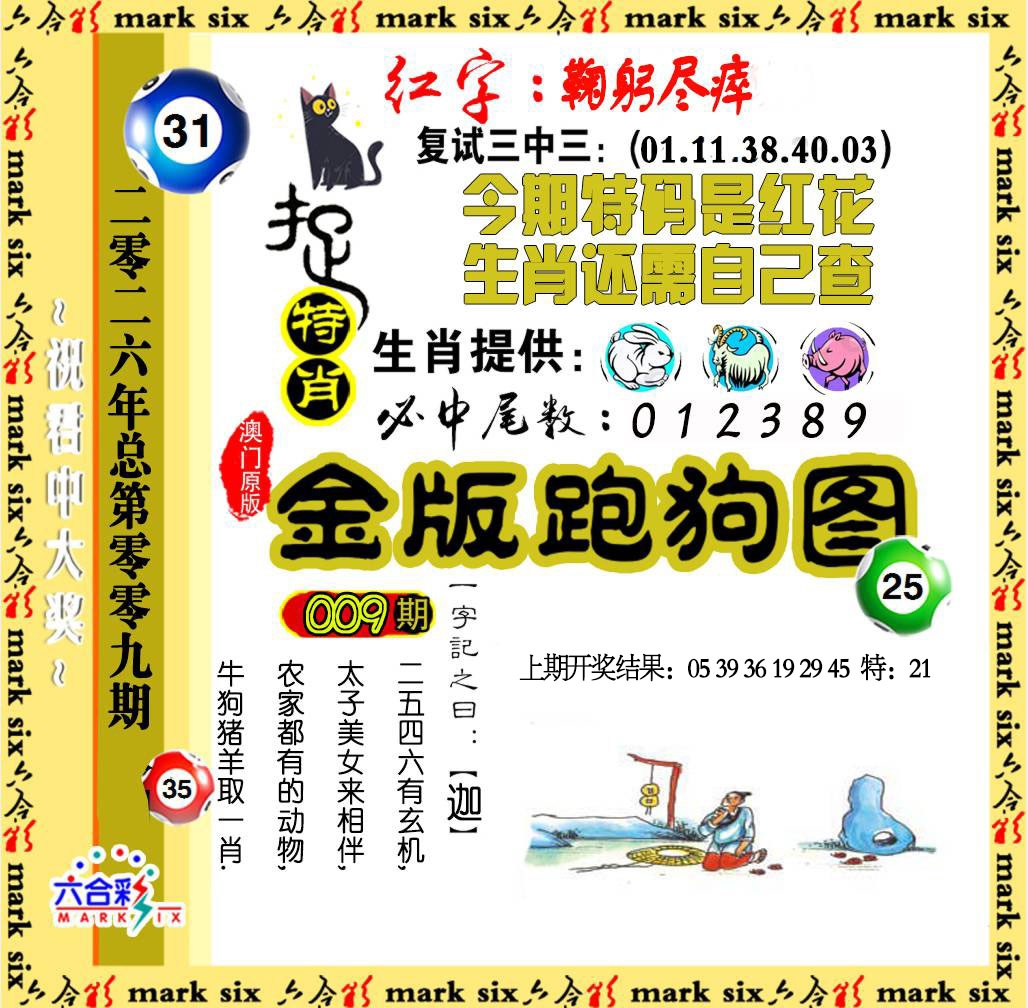 009期金版跑狗图[图]