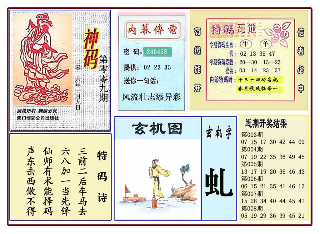 009期黄大仙神码[图]