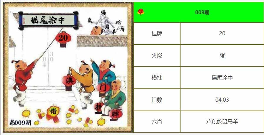 009期另版澳门挂牌[图]