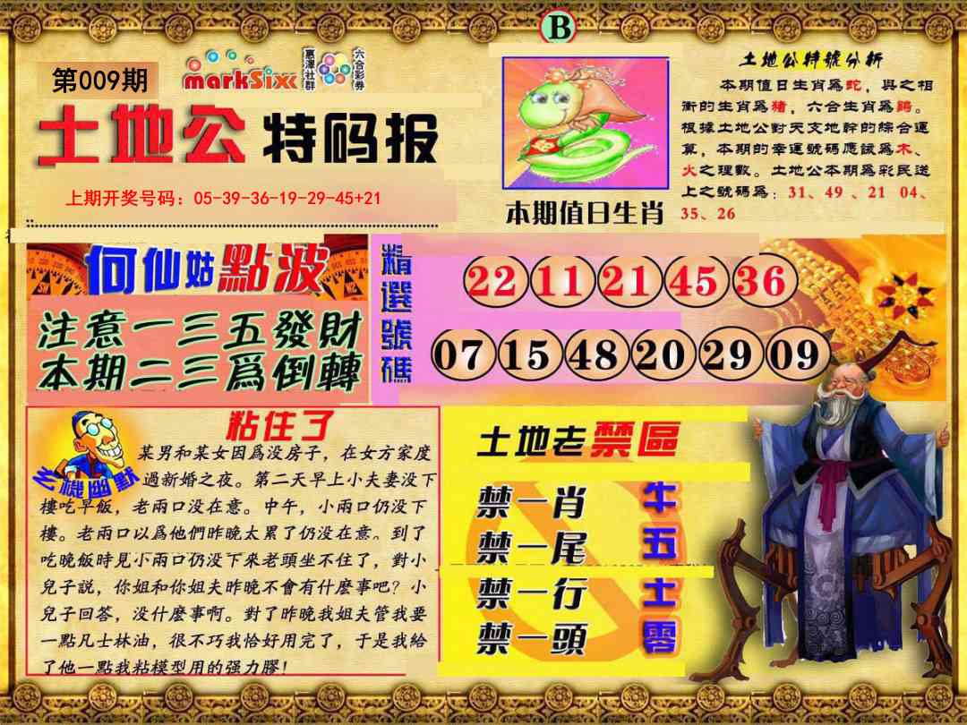 009期土地公特码报B[图]