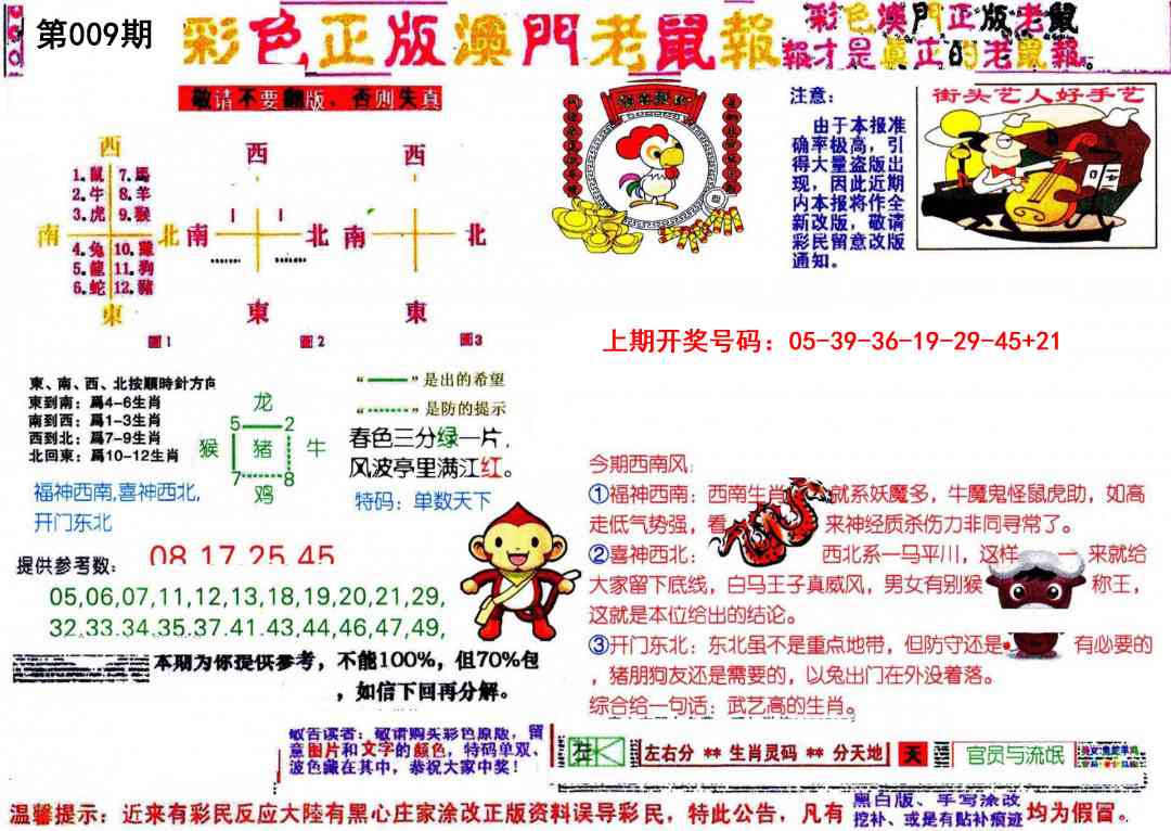 009期彩色正版澳门老鼠报[图]