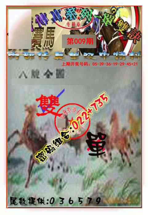 009期马会传真-单双诀[图]