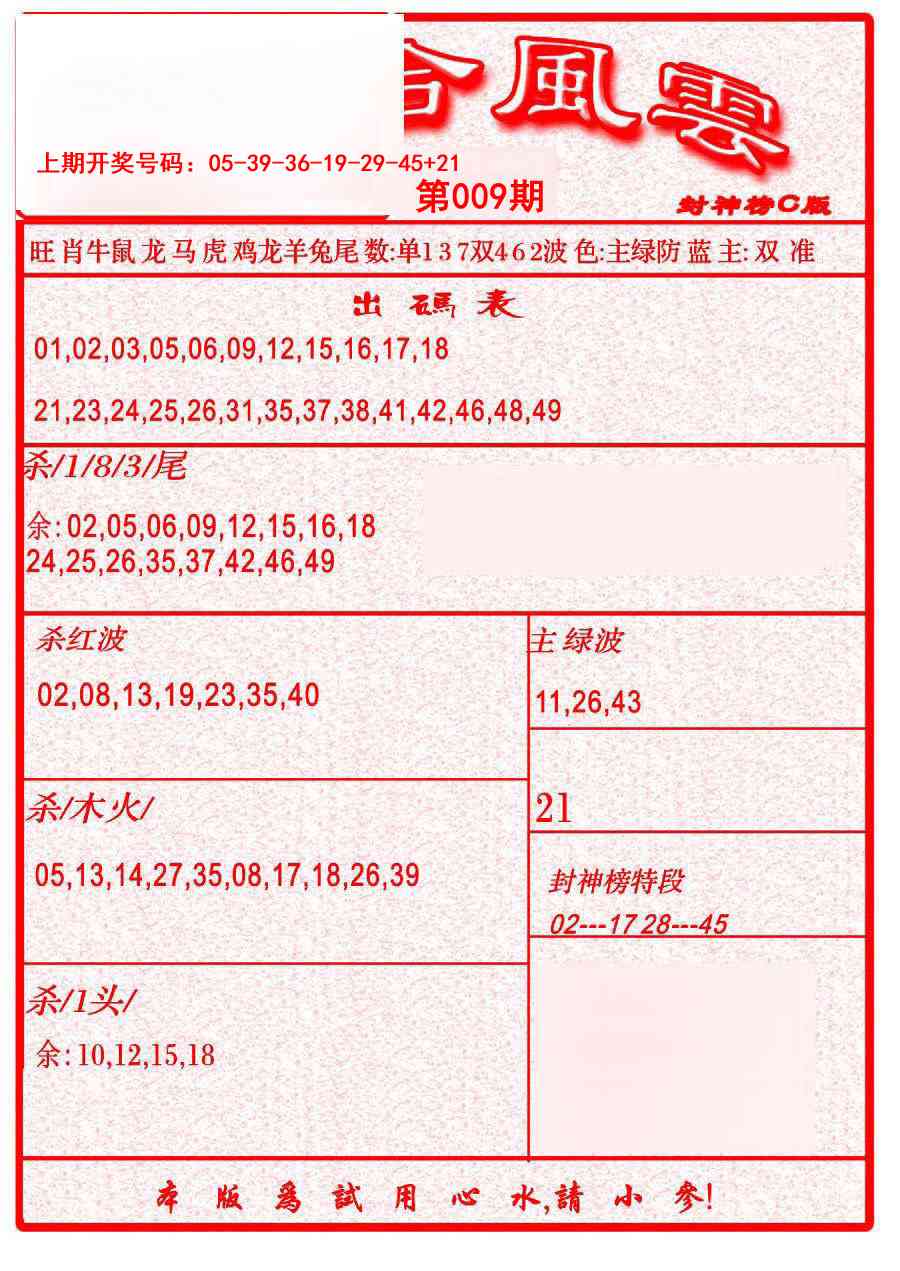 009期六合风云B[图]