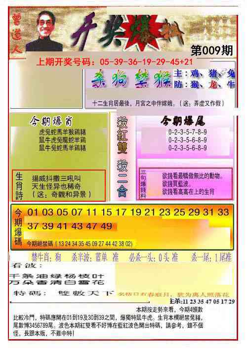 009期开奖爆料(新图推荐)[图]